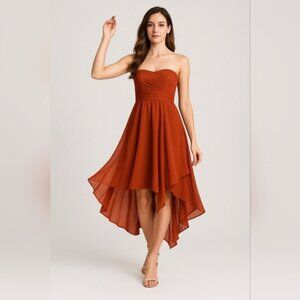 Alfred Angelo Rustic Orange Pixie Hem strapless Dress Size Large Like New